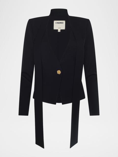 L'AGENCE Romy Tie-Neck Tailored Blazer