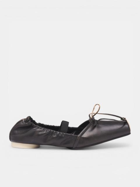 MM6 Maison Margiela Black Square Toe Ballet Flats