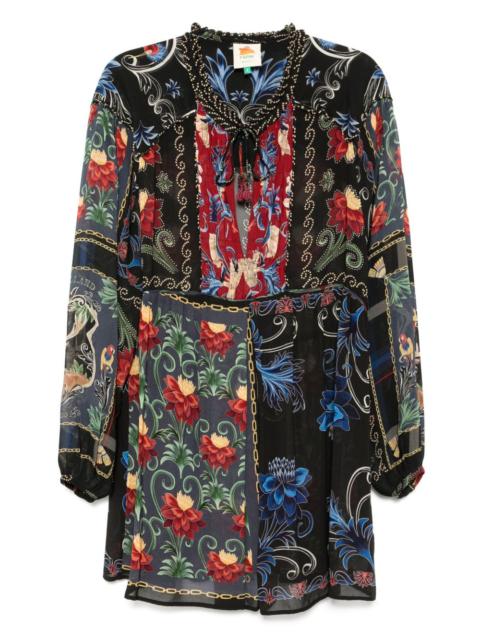 FARM RIO mixed arabesque scarves dress