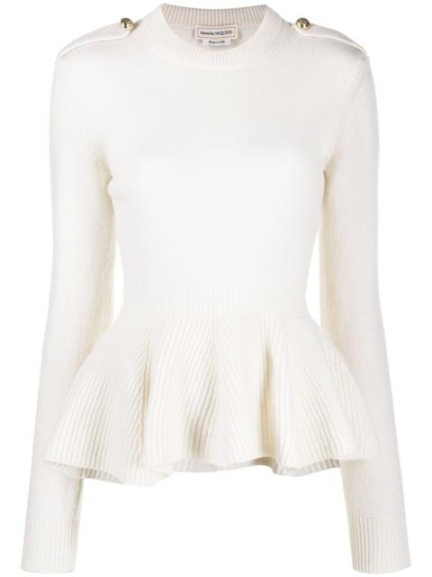 ribbed-knit peplum-hem jumper