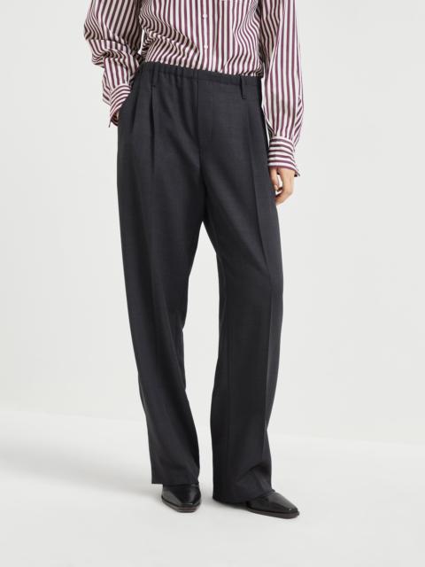 Brunello Cucinelli Virgin wool fluid crêpe twill sartorial track trousers