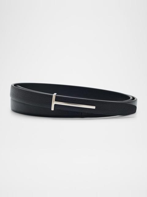 TOM FORD Grain Leather Slim T Belt