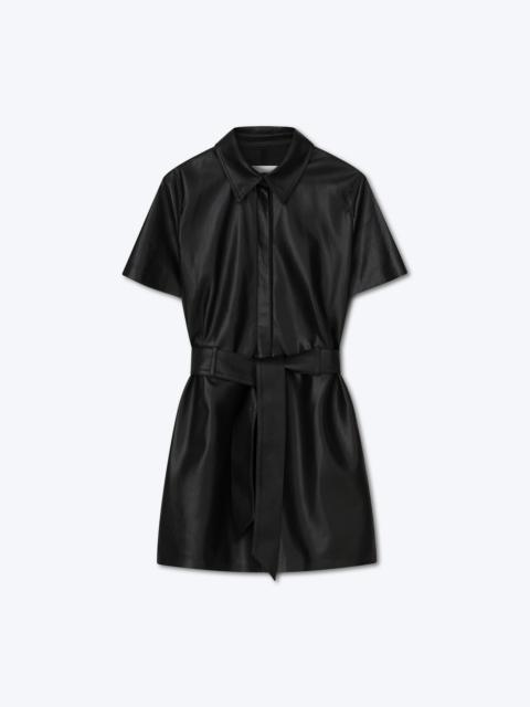 HALLI - OKOBOR™ alt-leather shirt dress - Black
