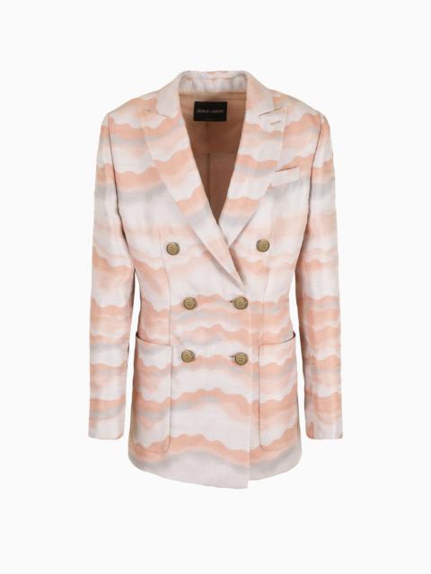 GIORGIO ARMANI Double-breasted jacket in jacquard with a wave motif