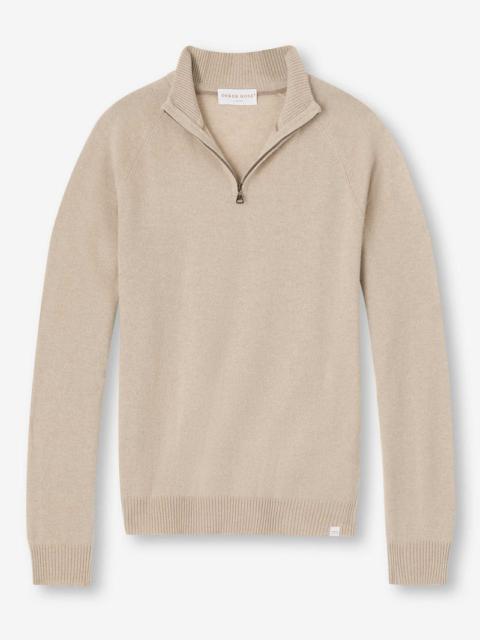 Derek Rose Men's Half-Zip Sweater Finley Cashmere Oat