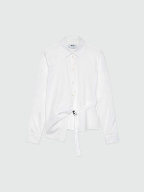 MSGM White poplin shirt with Mwave detail