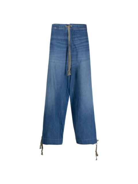Greg Lauren hybrid loose-fit drawstring jeans