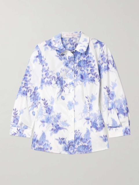 CAROLINA HERRERA Icon floral-print taffeta shirt Blue