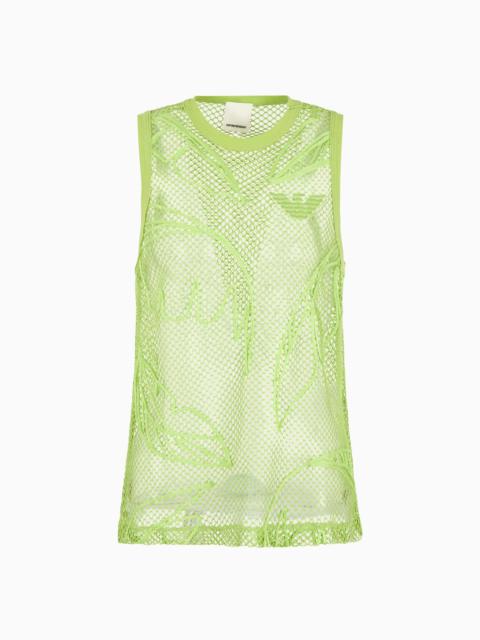 EMPORIO ARMANI Emporio Armani Sustainability Values Capsule Collection recycled fabric mesh tank top