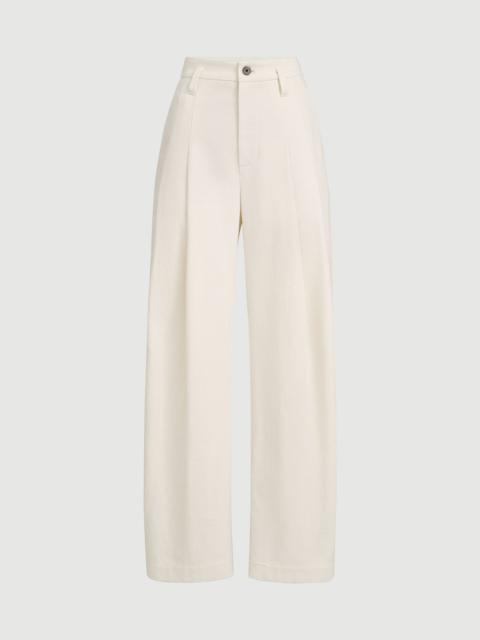 Brunello Cucinelli Dyed cotton and wool wrinkled denim five-pocket baggy trousers with monili