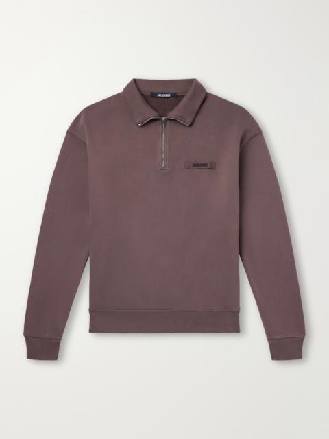 JACQUEMUS Logo-Appliquéd Cotton-Jersey Half-Zip Sweatshirt