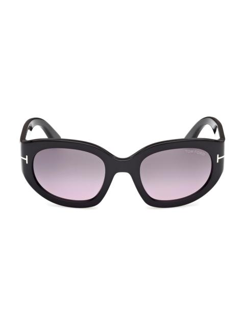 TOM FORD Women's Arizona 53MM Rectangular Sunglasses - Black Purple