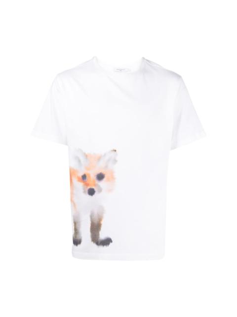 watercolour-fox cotton T-shirt
