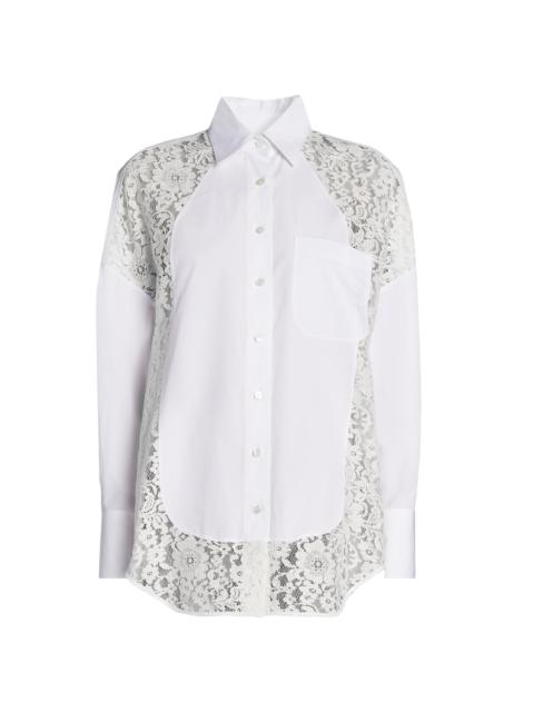 Stella McCartney Women's Lace-Paneled Cotton Poplin Shirt - Pure White