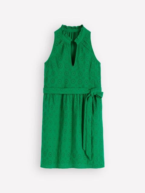 BODEN Viv Double Cloth Short Dress-Highland Green Broderie