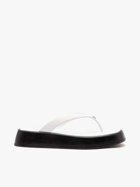 Larroudé Roxy Thong Sandal Black and White Leather