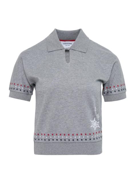 Thom Browne Short Sleeve Dolman Keyhole Polo