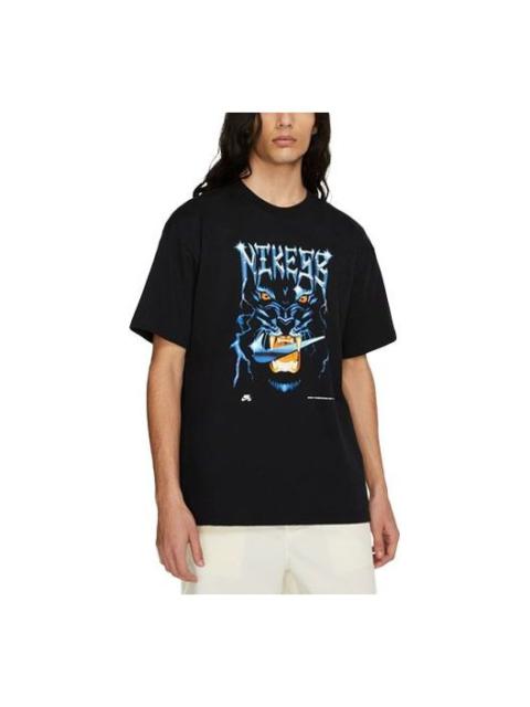 Nike Nike SB Skateboard 스포츠 인쇄 니트 짧은 소매 검정 DD1301-010