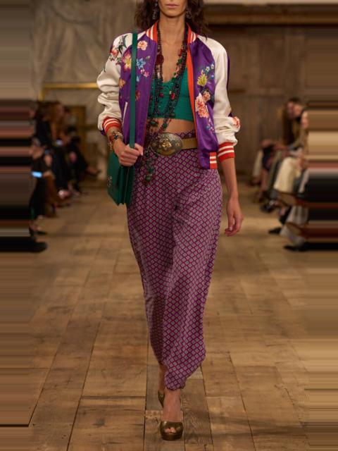 Ralph Lauren Avrill Pleated Silk Tapered Pants purple