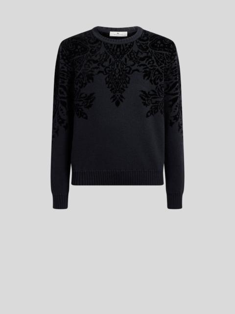 Etro WOOL-BLEND JACQUARD SWEATER WITH CHENILLE MOTIF