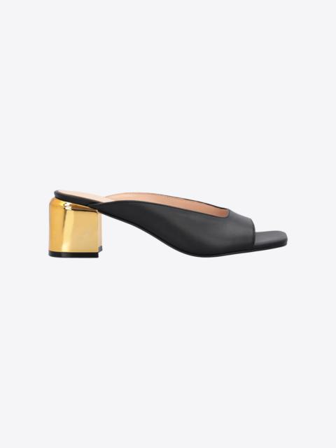 PINKO LEATHER SLIP-ONS WITH GOLDEN HEEL