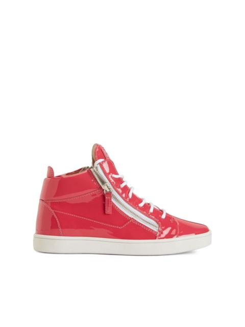 Kriss patent-leather mid-top sneakers