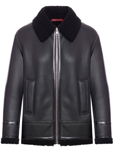 GUCCI shearling-trim leather jacket