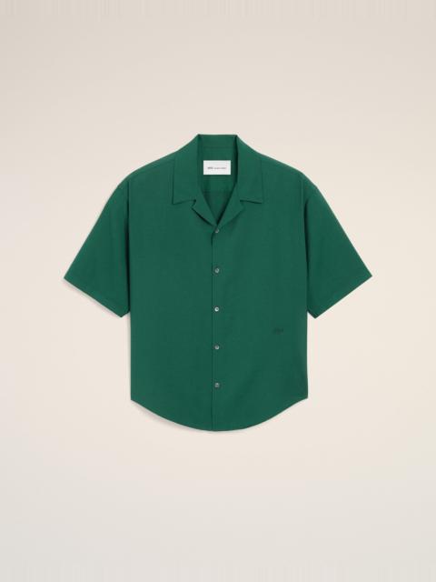 AMI Paris GREEN BOXY VISCOSE TWILL SHORT-SLEEVE SHIRT