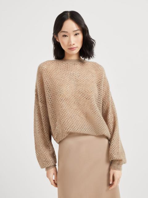Brunello Cucinelli Mohair, cotton and wool dazzling mesh sweater