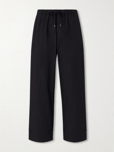 ATON Wide-Leg Cotton-Blend Gabardine Drawstring Trousers