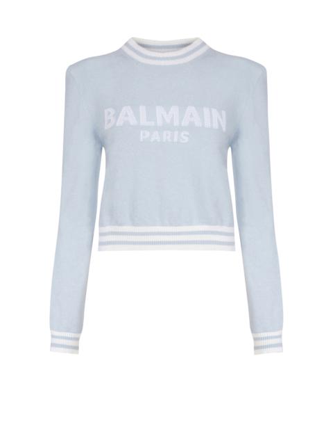 Cropped wool sweatshirt with Balmain logo