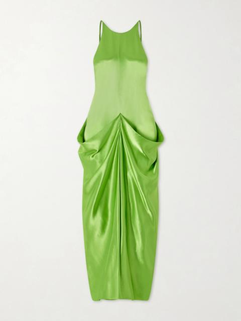 KHAITE Kent Open-back Draped Satin Midi Dress