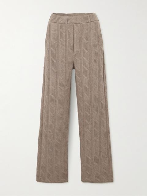 LISA YANG Ebba Cable-knit Cashmere Wide-leg Pants