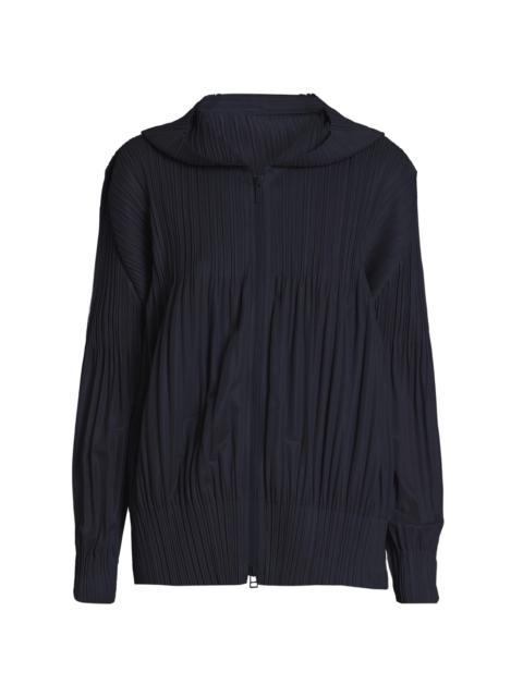 Pleats Please Issey Miyake Women's Fluffy Basics Plissé Zip Hoodie - Black