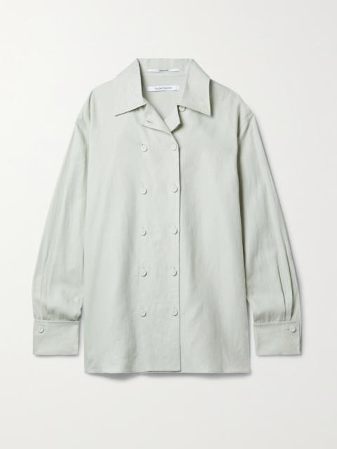 Another Tomorrow + Net Sustain Double-breasted Linen Shirt