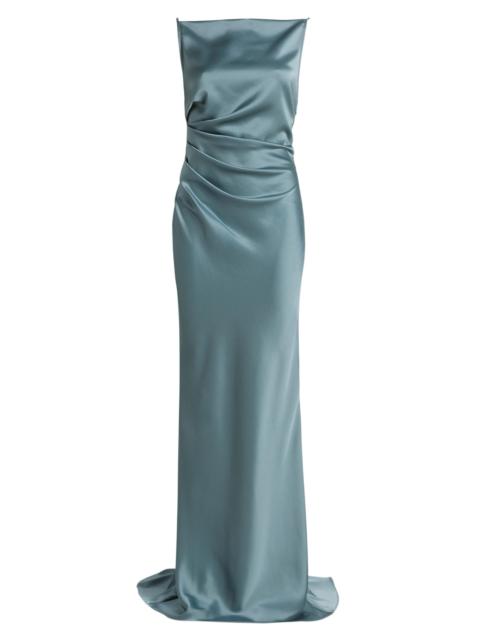 AMSALE Women's Draped Satin Gown - Twilight