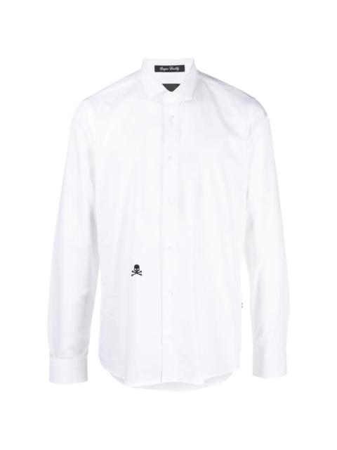 PHILIPP PLEIN embroidered skull cotton shirt