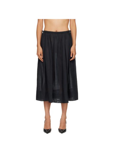 ST. AGNI Black Transparent Midi Skirt