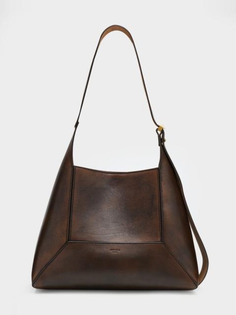 JIMMY CHOO Diamond Medium Brushed Leather Hobo Bag