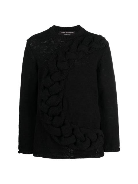 crew-neck chunky cable-knit jumper