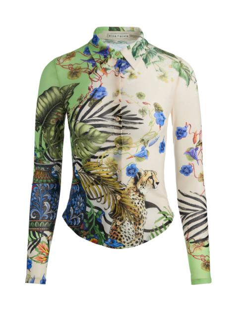 Alice + Olivia JADE MESH BUTTON DOWN