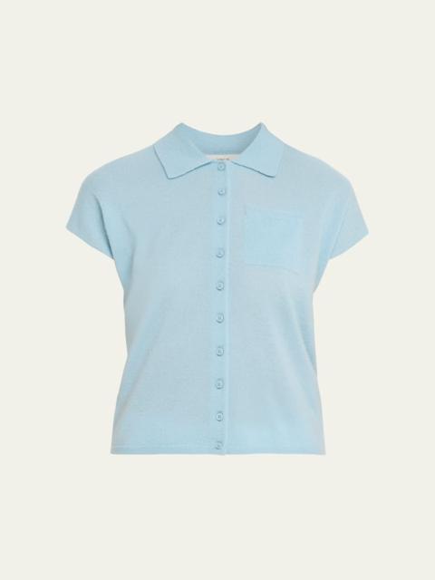 Vince Short-Sleeve Cashmere-Blend Polo Sweater
