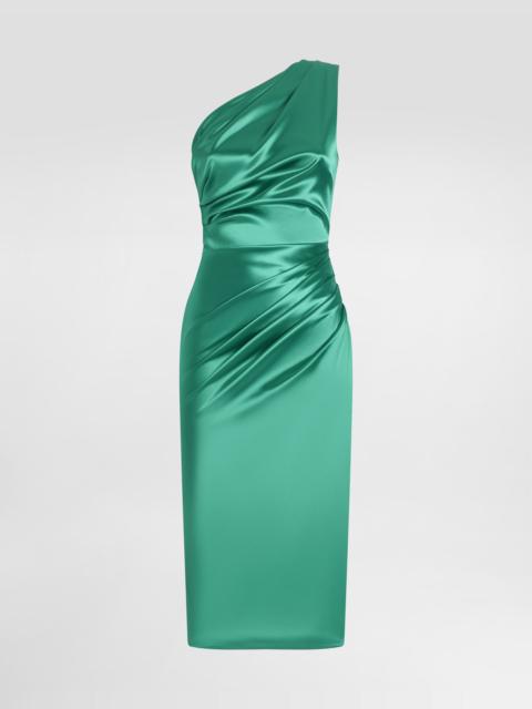 Dolce & Gabbana One-shoulder stretch satin dress