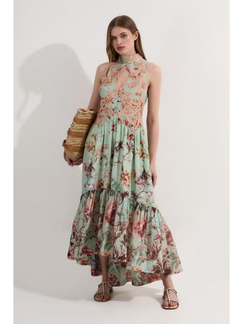 KAREN MILLEN Floral Applique Lace Maxi Dress