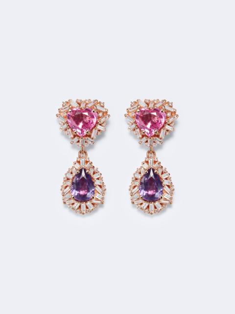 SUZANNE KALAN 18kt rose gold drop earrings with sapphires and diamonds