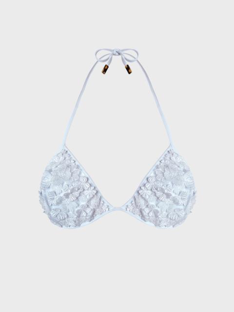 Vilebrequin Women Triangle Bikini Top Embroidered Guipure Florale