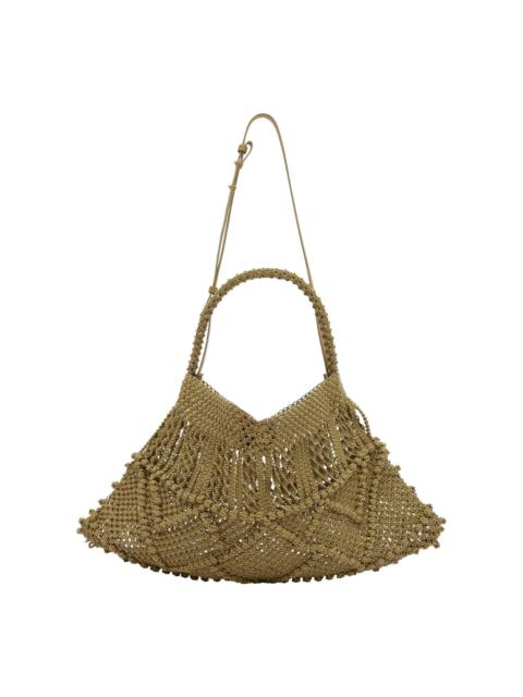 ALÉMAIS Leather Macrame Maxi Crescent Tote