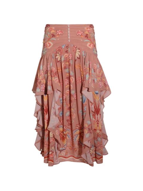 FARM RIO floral-print ruffled skirt