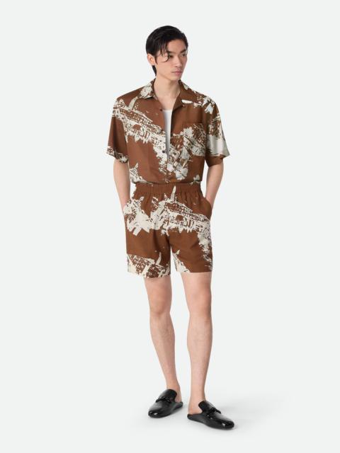 Bottega Veneta Italian Postcard Silk Shorts