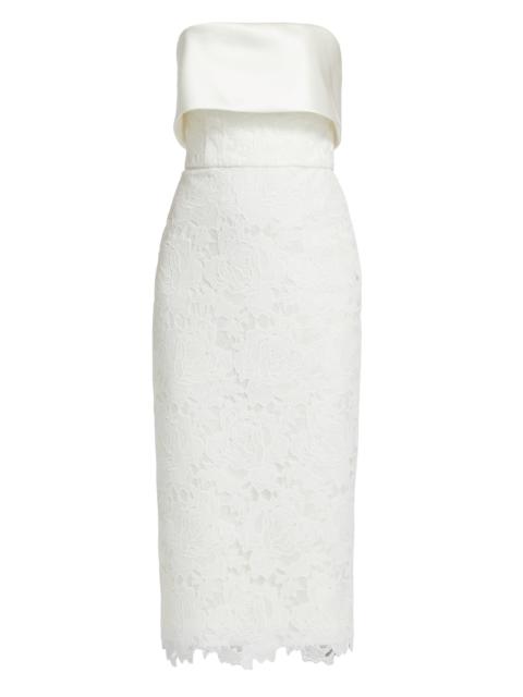 AMSALE Women's Lace Strapless Column Midi-Dress - Ivory
